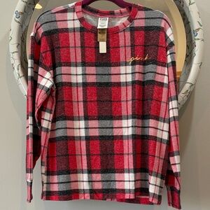 PINK Victoria's Secret Red and Black Plaid PJ Shirt